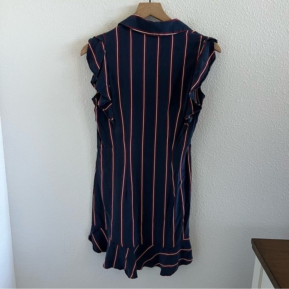 INTERMIX Mila Flutter Sleeve Day Dress Blue Red 100% Silk XS - Picture 4 of 7